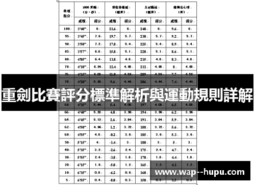 重劍比賽評分標準解析與運動規則詳解